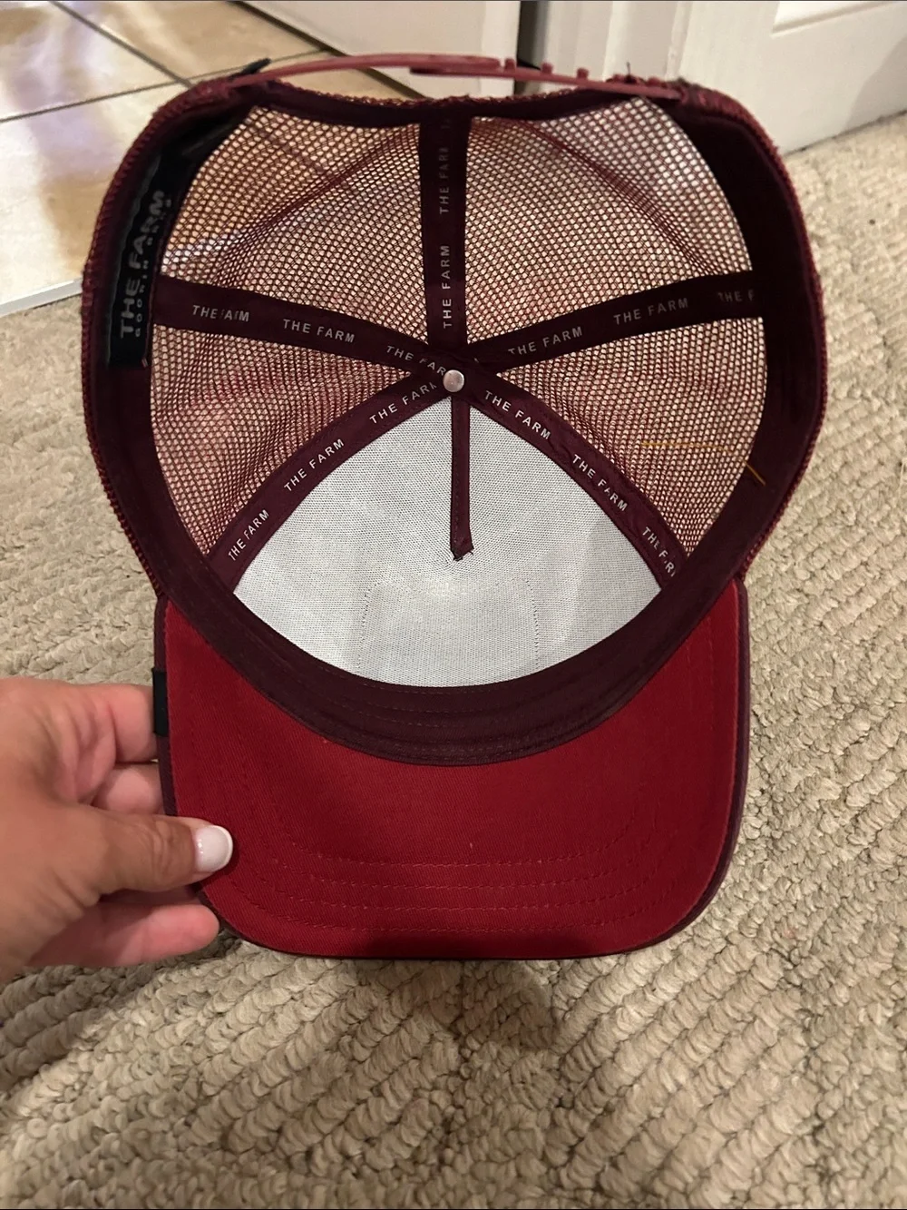 Goorin Bros Burgundy Panther Trucker Hat with Yellow Stitching - Picture 8 of 16